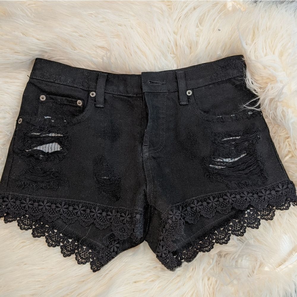 Carmar Denim Black distressed Shorts size 25
